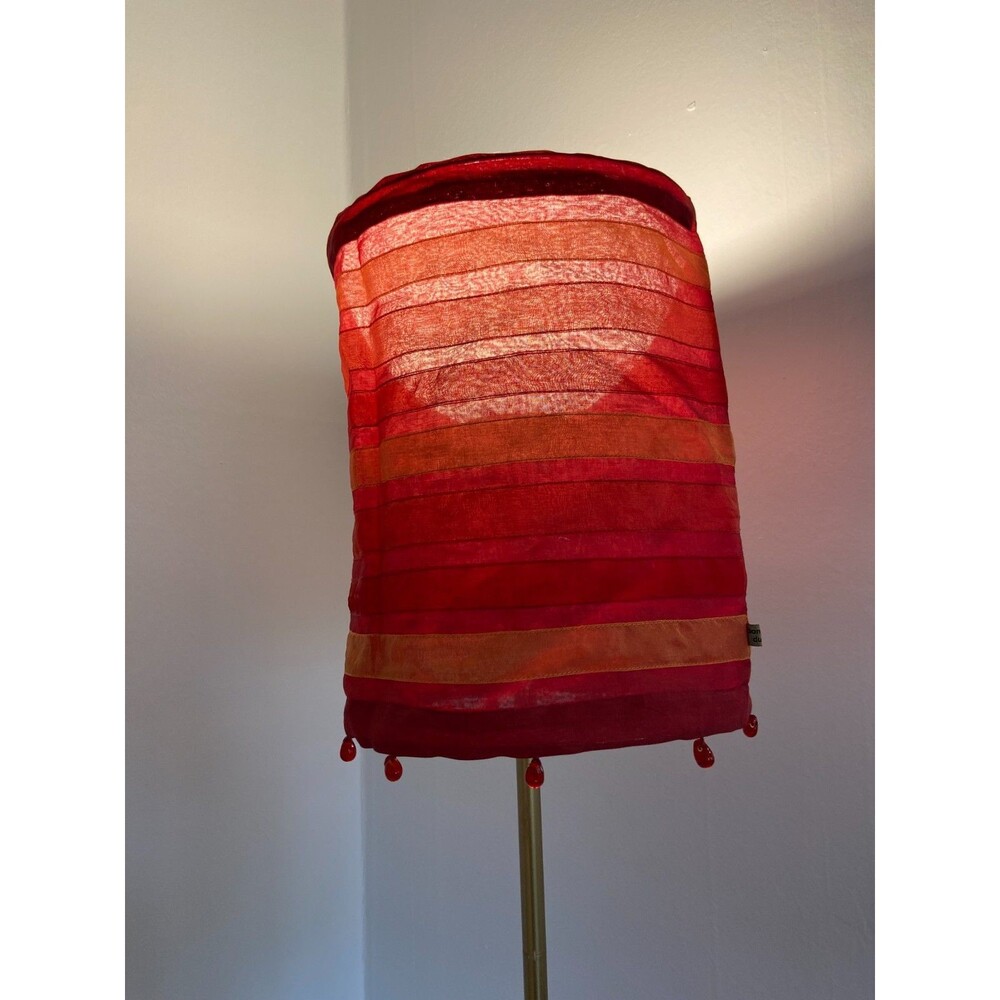 VTG GVC 90 Silk Organza Ribbon Organdie Lampshade Red Bombay Duck London Pendant